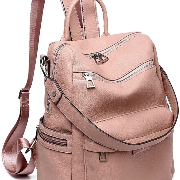 Vegan Leather Blush Pink Backpack ๐, Travel Bag ๐งณ or Large Purse ๐, NWT! - Picture 3 of 8